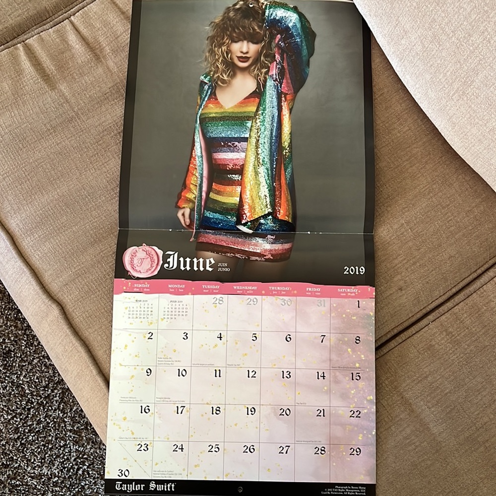 Taylor Swift Reputation Calendar 2019